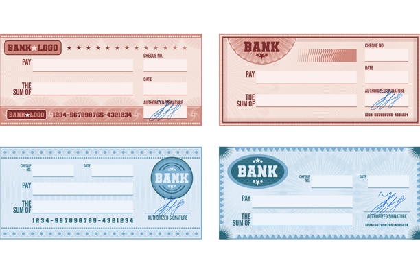 blank bank check set